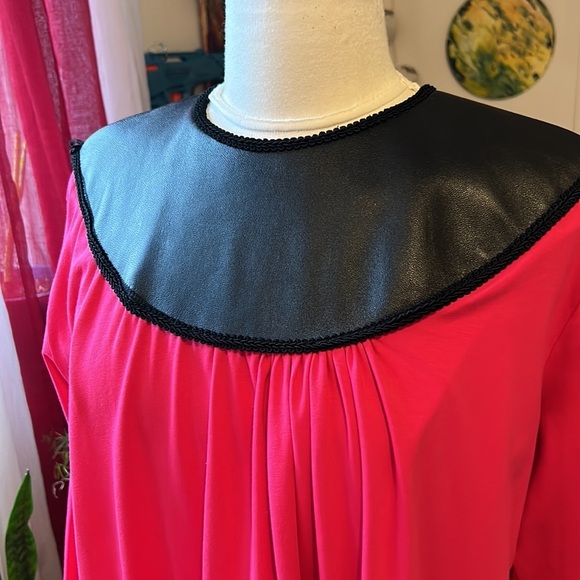 TEYXO Pink Dress Party Shapeless Dress Hot Pink with black collar - Picture 2 of 13